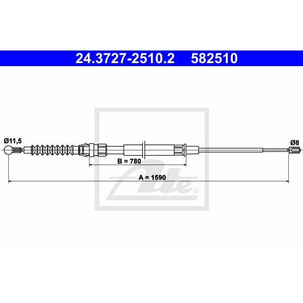 Слика на Сајла за рачна кочница ATE 24.3727-2510.2 за Skoda Superb (3T4) 1.8 TSI 4x4 - 160 коњи бензин