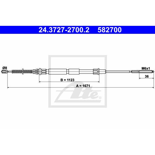 Слика на Сајла за рачна кочница ATE 24.3727-2700.2 за VW Caddy 2 Box (9K9A) 1.7 SDI - 57 коњи дизел