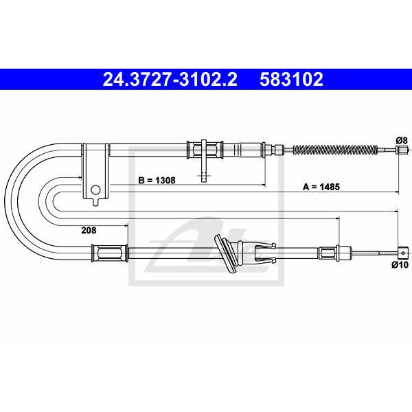 Слика на Сајла за рачна кочница ATE 24.3727-3102.2 за Hyundai Excel Saloon (X-3) 1.3 - 60 коњи бензин