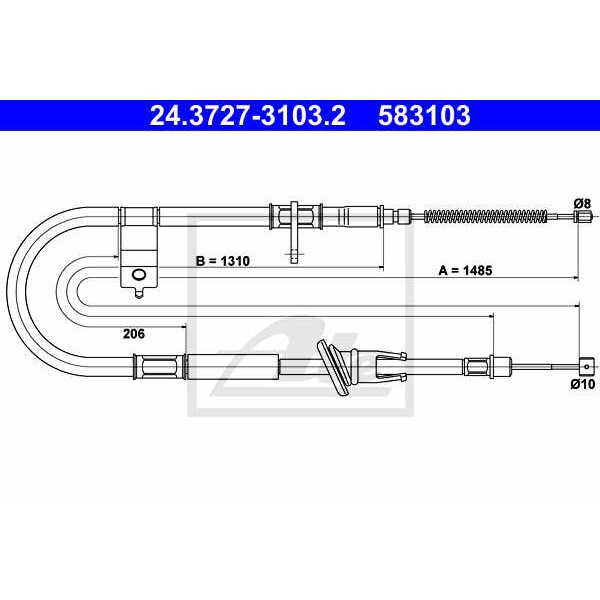 Слика на Сајла за рачна кочница ATE 24.3727-3103.2 за Hyundai Excel Saloon (X-3) 1.3 - 60 коњи бензин