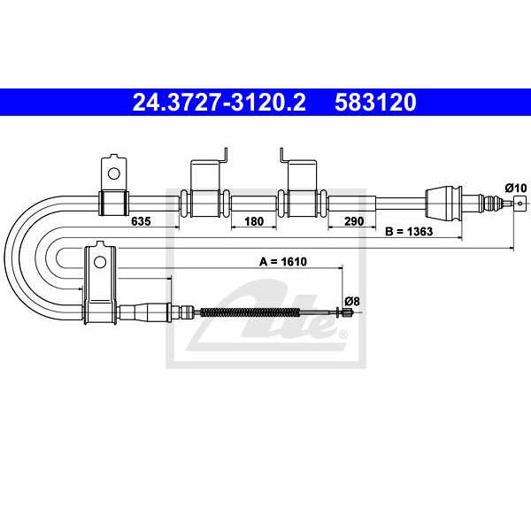 Слика на Сајла за рачна кочница ATE 24.3727-3120.2 за Hyundai Getz Prime (TB) 1.3 - 83 коњи бензин