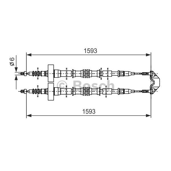 Слика на Сајла за рачна кочница BOSCH 1 987 477 527 за Opel Astra G Saloon 1.8 16V - 125 коњи бензин