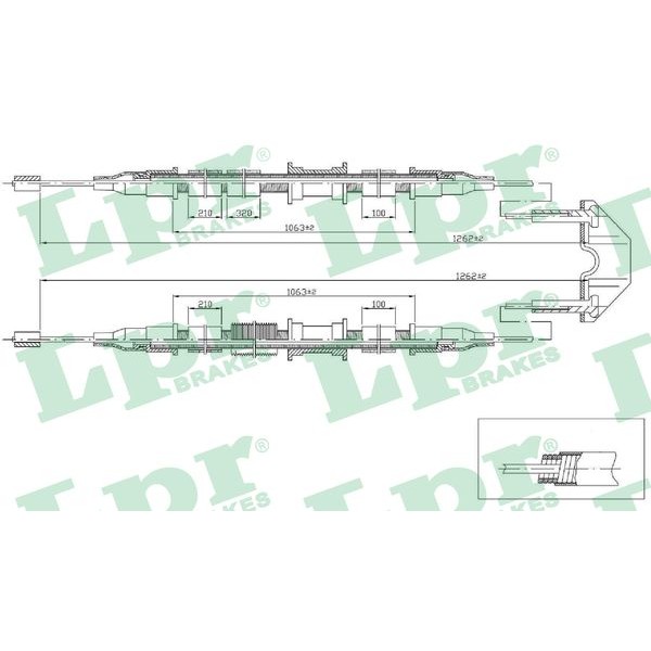 Слика на Сајла за рачна кочница LPR C0536B за Opel Astra G Saloon 1.6 16V - 101 коњи бензин