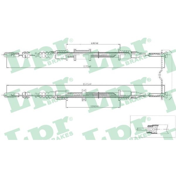 Слика на Сајла за рачна кочница LPR C0571B за Opel Astra F Convertible 1.4 Si - 82 коњи бензин