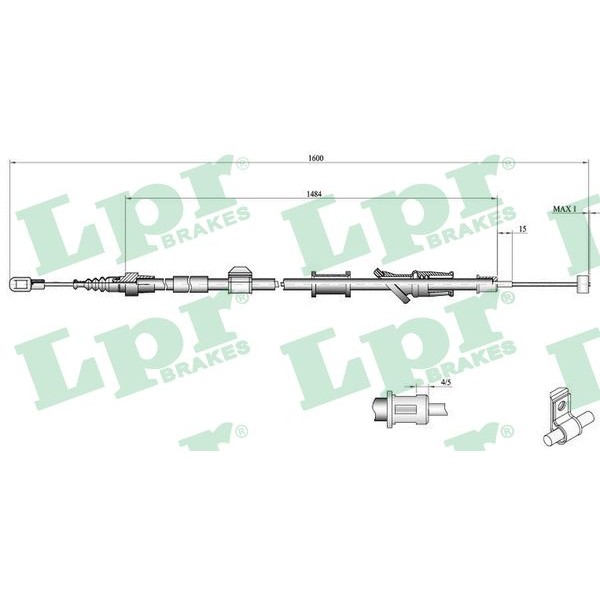 Слика на Сајла за рачна кочница LPR C0921B за Volvo S40 Sedan (VS) 1.8 i - 125 коњи бензин