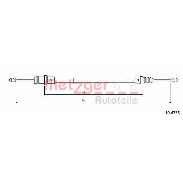 Слика на Сајла за рачна кочница METZGER COFLE 10.4736 за Citroen Jumpy U6U 2.0 i 16V - 138 коњи бензин