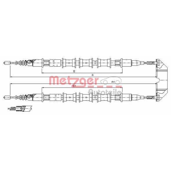 Слика на Сајла за рачна кочница METZGER COFLE 11.5933 за Opel Vectra B Hatchback 2.2 i 16V - 147 коњи бензин