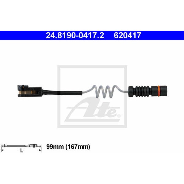 Слика на сензор, истрошеност на плочки ATE 24.8190-0417.2 за Mercedes Sprinter 3-t Platform (903) 314 - 143 коњи бензин