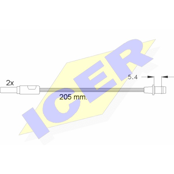 Слика на сензор, истрошеност на плочки ICER 610185 E C за Renault Clio 1.4 (B/C57T, B/C57Y) - 79 коњи бензин