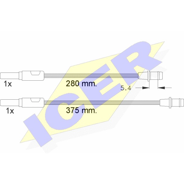 Слика на сензор, истрошеност на плочки ICER 610261 C за Peugeot 106 (1A,1C) 1.4 - 94 коњи бензин