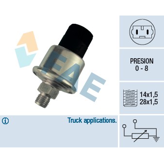 Слика на сензор, притисок на масло FAE 14850 за камион Iveco TurboTech 190-32 T - 318 коњи дизел