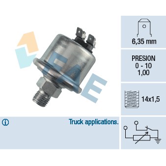 Слика на сензор, притисок на масло FAE 14980 за камион Scania 2 Series R 142 H - 409 коњи дизел