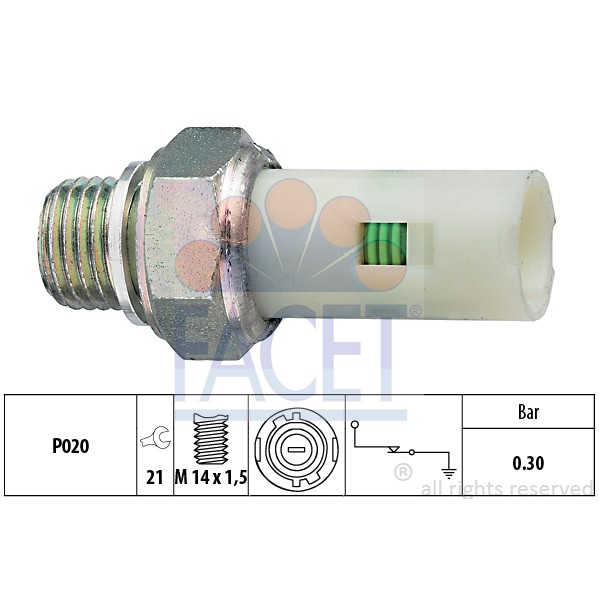 Слика на Сензор за внос на масло FACET Made in Italy - OE Equivalent 7.0076 за Renault 21 Saloon 1.7 (L482) - 88 коњи бензин
