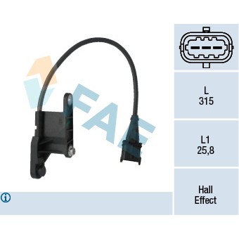 Слика на Сензор за положба на брегаста осовина FAE 79121 за Opel Zafira (A05) 1.6 CNG - 94 коњи Бензин/Метан (CNG)