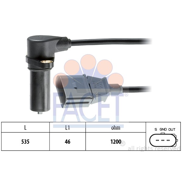 Слика на Сензор за положба на радалица FACET Made in Italy - OE Equivalent 9.0391 за VW Caddy 2 Box (9K9A) 1.9 SDI - 64 коњи дизел