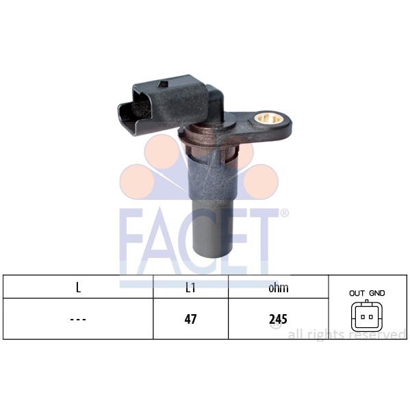 Слика на Сензор за положба на радалица FACET Made in Italy - OE Equivalent 9.0536 за Renault Megane 3 Coupe 1.6 16V (DZ0U, DZ1B, DZ1H) - 110 коњи бензин