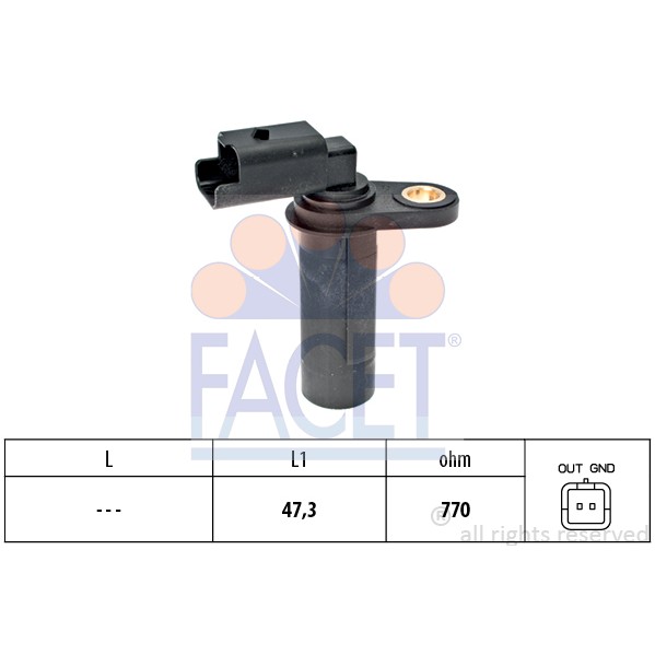 Слика на Сензор за положба на радалица FACET Made in Italy - OE Equivalent 9.0538 за Renault Megane 2 Grandtour 1.5 dCi (KM13) - 103 коњи дизел