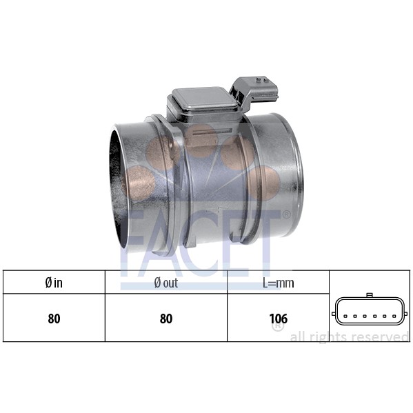 Слика на сензор за проток на воздух FACET Made in Italy - OE Equivalent 10.1361 за Renault Laguna 2 Sport Tourer (KG0-1) 2.0 dCi (KG1T) - 150 коњи дизел