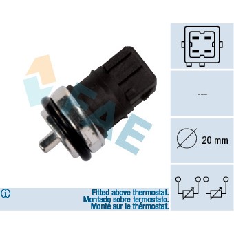 Слика на сензор за температура на провод за разладна течност; температура на цилиндрова глава; сензор, температура на разладна течност FAE 33810 за Renault Trafic 2 Van (FL) 1.9 dCi 100 (FL0C) - 101 коњи дизел