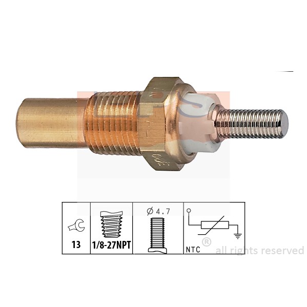 Слика на Сензор за температура EPS Made in Italy - OE Equivalent 1.830.010 за Ford Escort MK 4 Estate (awf,avf) 1.3 - 60 коњи бензин