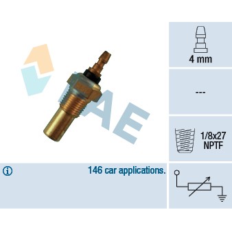 Слика на Сензор за температура FAE 32350 за Honda Prelude 4 (BB) 2.2 i 16V Vtec (BB1) - 185 коњи бензин