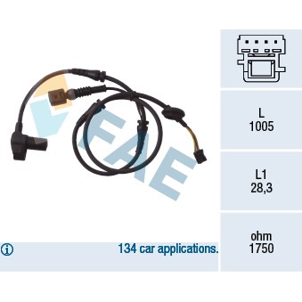 Слика на Сензор ABS FAE 78004 за Audi A4 Convertible (8H, 8E, B7) 1.8 T - 163 коњи бензин