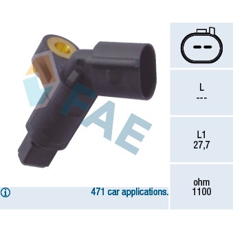 Слика на Сензор ABS FAE 78008 за Seat Toledo (1L) 1.8 16V - 125 коњи бензин