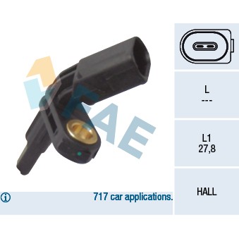 Слика на Сензор ABS FAE 78012 за Seat Toledo 3 (5P2) 1.8 TFSI - 160 коњи бензин