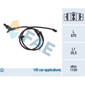 Слика на Сензор ABS FAE 78015 за VW Polo 3 Variant (6kv5) 1.4 16V - 75 коњи бензин