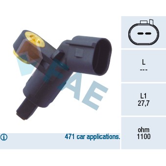 Слика на Сензор ABS FAE 78020 за VW Beetle (9C1,1C1) 1.6 - 102 коњи бензин