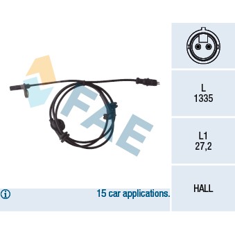 Слика на Сензор ABS FAE 78047 за Fiat Doblo Cargo 223 1.3 D Multijet - 75 коњи дизел