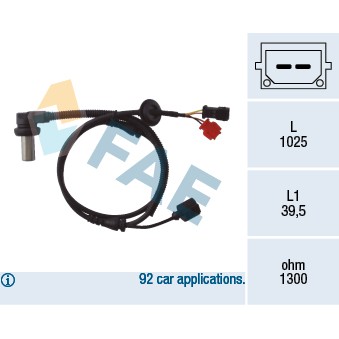 Слика на Сензор ABS FAE 78063 за Audi A4 Avant (8D5, B5) 1.8 - 125 коњи бензин