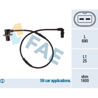 Слика на Сензор ABS FAE 78074 за Mercedes E-class Saloon (w210) E 220 CDI (210.006) - 125 коњи дизел