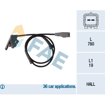 Слика на Сензор ABS FAE 78080 за Peugeot 307 (3A,C) 1.4 - 75 коњи бензин