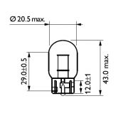 Слика 2 на сијалица за стоп светла и габарити PHILIPS 12065B2