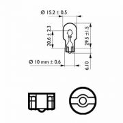 Слика 3 на сијалица за стоп светла и габарити PHILIPS 12067B2