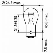 Слика 3 на сијалица за стоп светла и габарити PHILIPS 13499CP