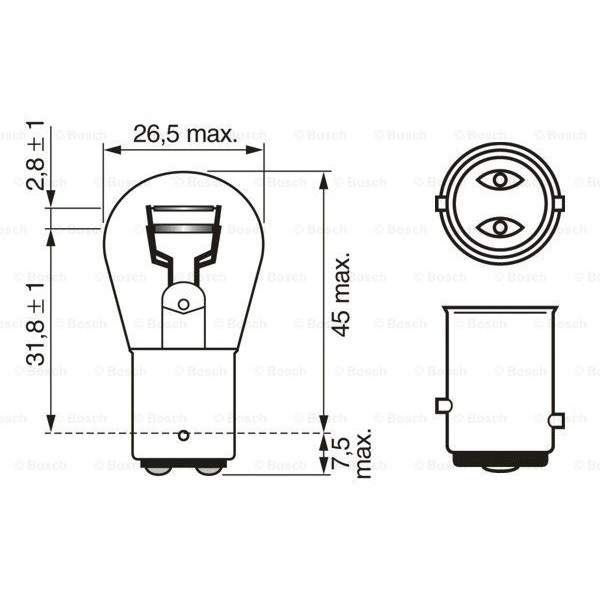 Слика на сијалица со загревачка жица, стоп светло/рикверц BOSCH 1 987 302 282 за Fiat Ducato BOX 250 115 Multijet 2,0 D - 116 коњи дизел