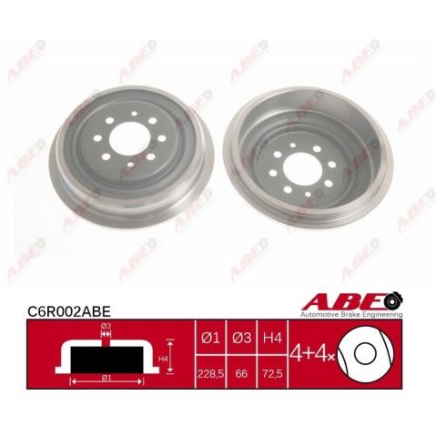 Слика на Сопирачки барабан ABE C6R002ABE за Nissan Kubistar Box dCi 85 - 84 коњи дизел