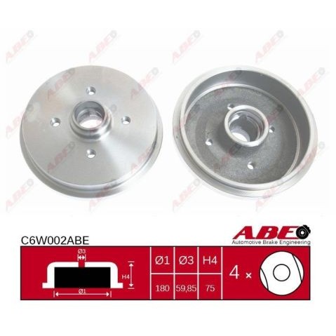 Слика на Сопирачки барабан ABE C6W002ABE за VW Scirocco (53B) 1.6 - 85 коњи бензин