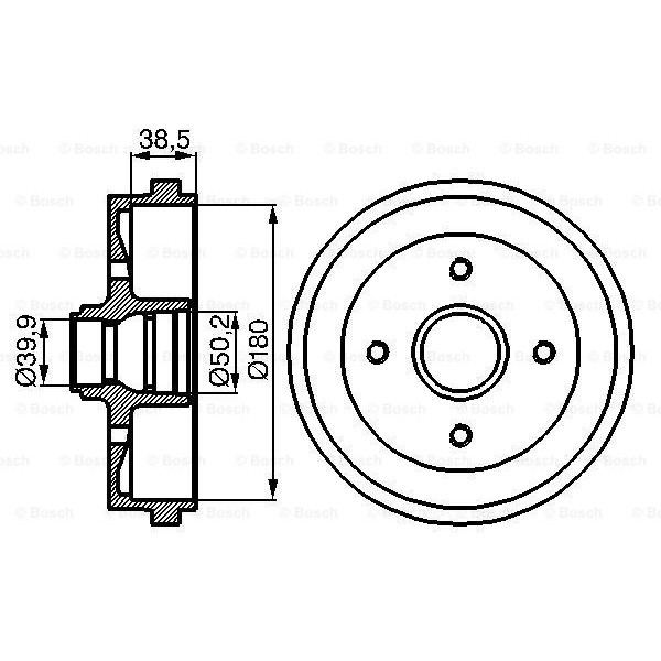 Слика на Сопирачки барабан BOSCH 0 986 477 002 за Seat Ibiza 2 (6K) 1.4 i 16V - 101 коњи бензин