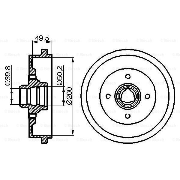 Слика на Сопирачки барабан BOSCH 0 986 477 041 за Skoda Favorit (781) 1.3 135 (781) - 58 коњи бензин