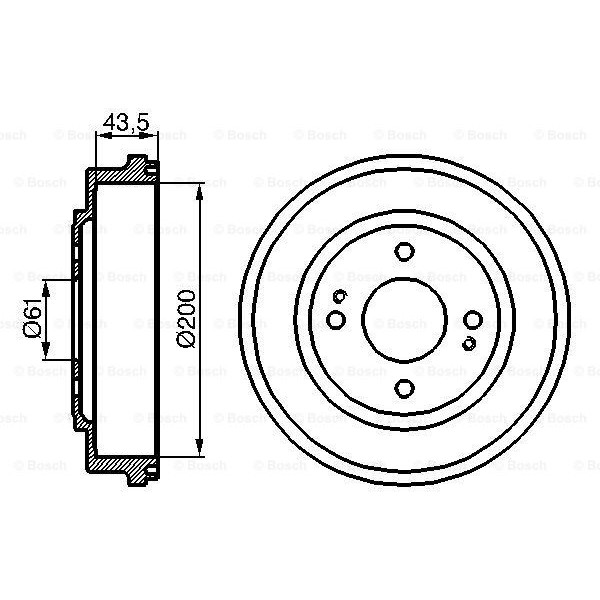 Слика на Сопирачки барабан BOSCH 0 986 477 081 за Honda CRX 3 (EH,EG) 1.6 i VTi (EG2) - 160 коњи бензин