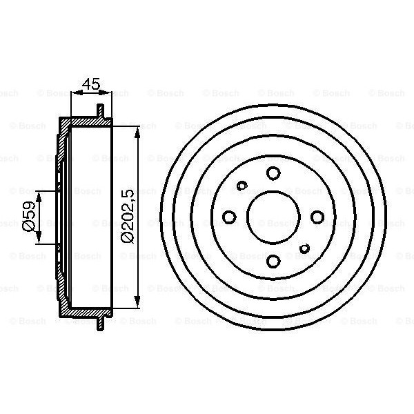 Слика на Сопирачки барабан BOSCH 0 986 477 109 за Fiat Bravo 182 1.6 16V (182.AB) - 103 коњи бензин