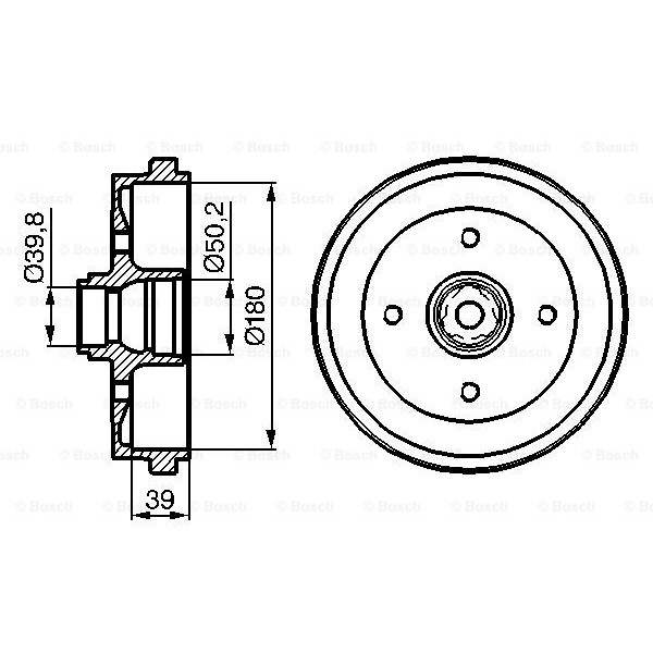 Слика на Сопирачки барабан BOSCH 0 986 477 111 за Audi A4 Avant (8E5, B6) 1.8 T - 150 коњи бензин