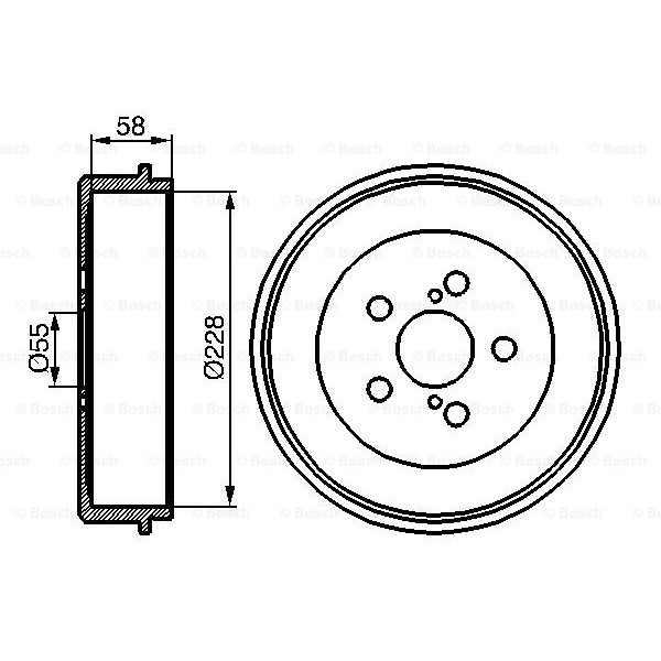 Слика на Сопирачки барабан BOSCH 0 986 477 140 за Toyota Avensis Liftback (T22) 1.6 VVT-i - 110 коњи бензин