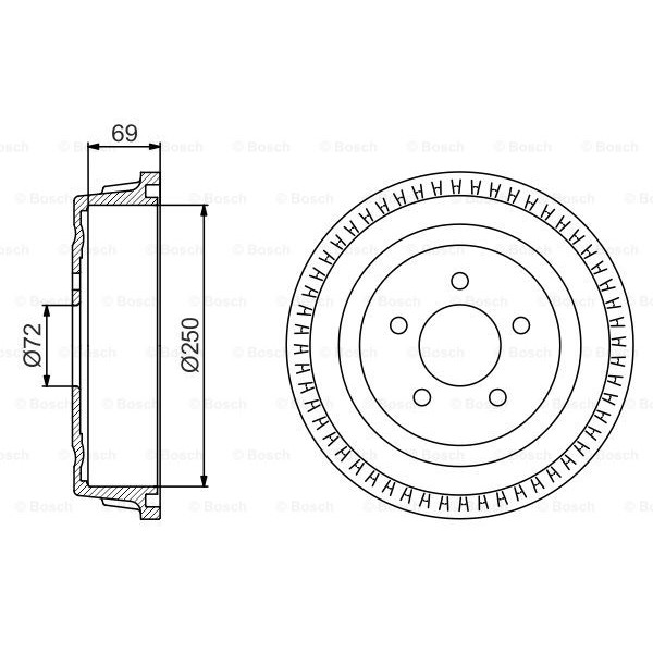 Слика на Сопирачки барабан BOSCH 0 986 477 185 за CHRYSLER VOYAGER MK2 GS 2.0 i - 133 коњи бензин