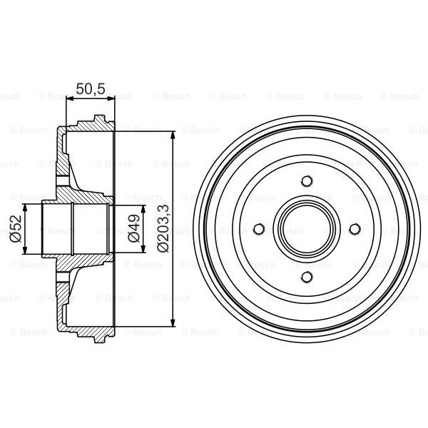 Слика на Сопирачки барабан BOSCH 0 986 477 205 за Renault Modus 1.5 dCi (JP02) - 103 коњи дизел