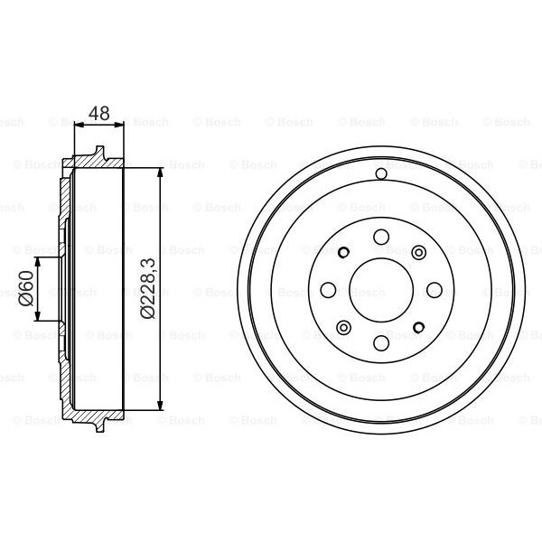 Слика на Сопирачки барабан BOSCH 0 986 477 208 за Fiat Punto Evo 1.4 - 77 коњи бензин