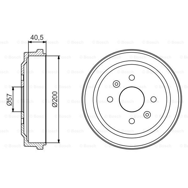 Слика на Сопирачки барабан BOSCH 0 986 477 225 за CHEVROLET AVEO Sedan T200, T250 1.2 - 72 коњи бензин